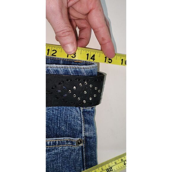 Arizona Jean Company Belted Flare Leg Blue Jeans Sz 14 - Picture 4 of 9